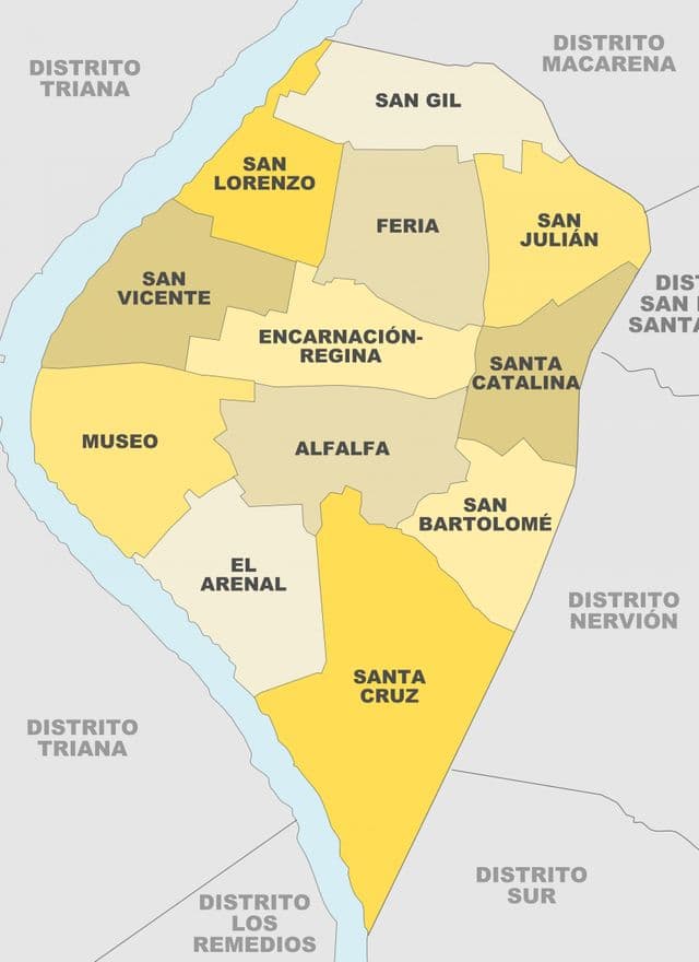 Seville neighborhoods map