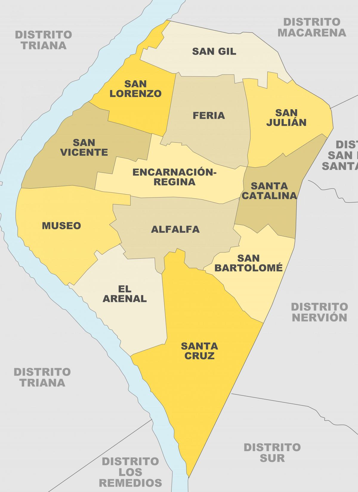 Seville neighborhoods map