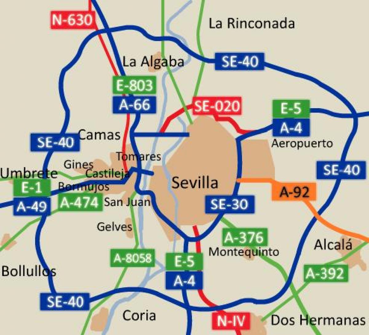 Seville roads map